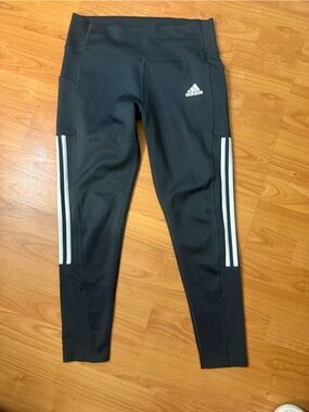 Adidas Primegreen Aeroready 3 Stripe Black Leggings Athletic Wear Women's Sz L